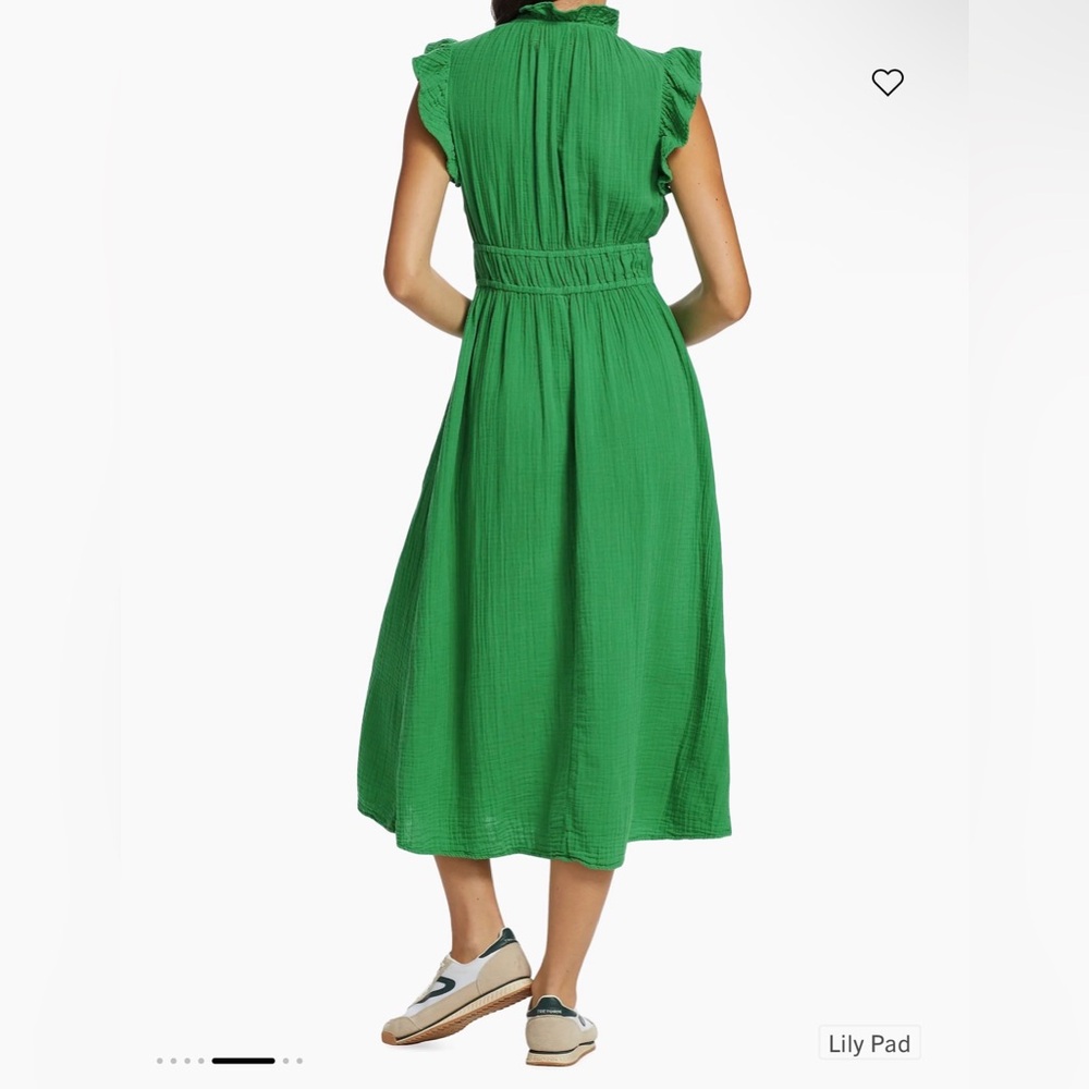 Xirena Peony Ruffled Cotton Midi Dress – Lily Pad Green – XS - Picture 3 of 7